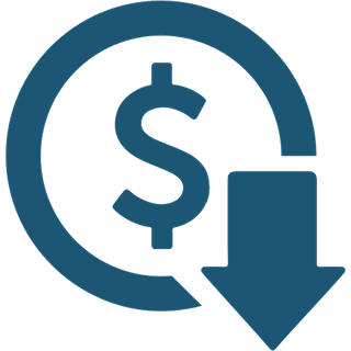 Dollar symbol with downward arrow